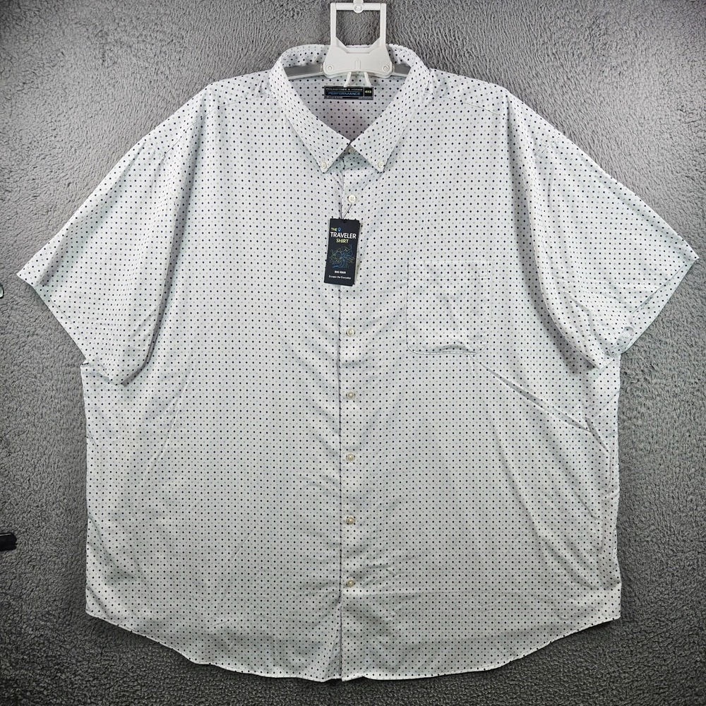 NEW Roundtree & Yorke Performance Shirt Men 4XB Short Sleeve Geo White Outdoor